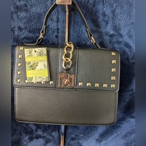 Badgley Mischka Handbag with detachable cross body strap, Black/Gold, NWT